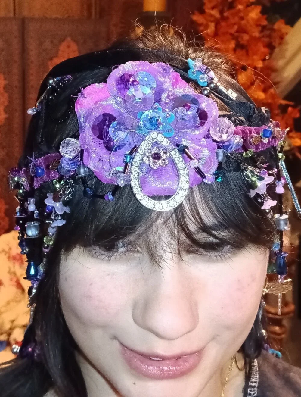 Handcrafted Purple Beaded Cross Hairpiece – Women's  Accessories